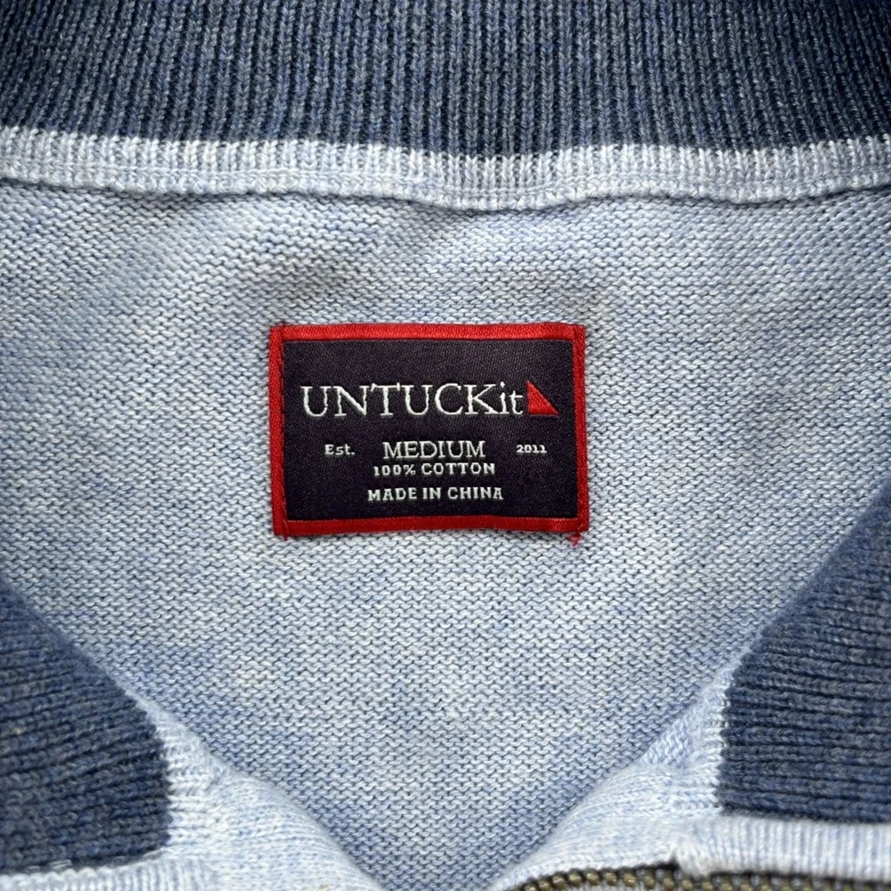 UNTUCKit Sweater‎ Men's Medium Blue Pullover 1/4 Zip Sweatshirt